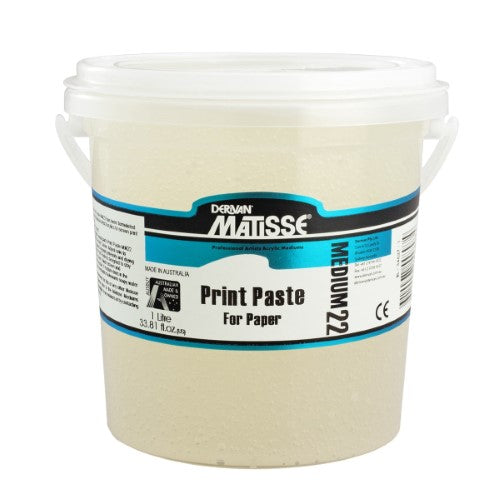 Matisse MM22 Print Paste 1ltr for vibrant screen printing with Matisse Colours, adjustable viscosity, and prolongs drying time.