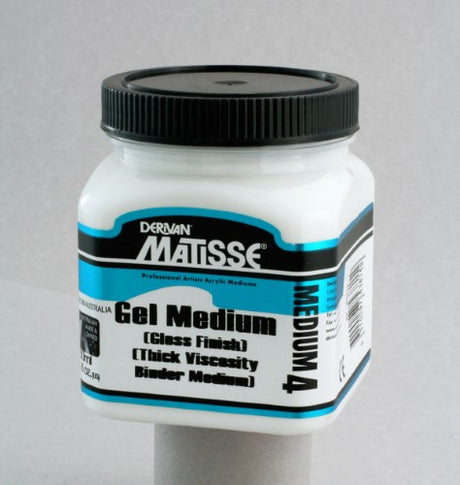 Matisse MM4 250ml Gel Medium, a thick, buttery medium for creating vivid glazes and enhancing acrylic painting techniques.