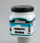 Matisse MM2 250ml Impasto Medium, a heavy-bodied paste for enhancing painting texture and dimensionality with minimal color loss.