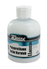 Matisse Mm11 250ml Poly-U-Satin Varnish bottle for protecting acrylic art with a clear, non-yellowing, satin finish.