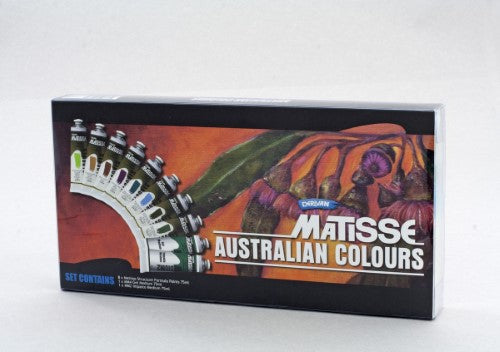 Vibrant Matisse Set Australian Colours 10x75ml with rich, unique hues inspired by Australia's landscapes for striking artwork.