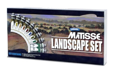 Matisse Set Landscape Colours 10x75ml includes vibrant acrylic paints for stunning landscape artistry, featuring rich Australian hues.