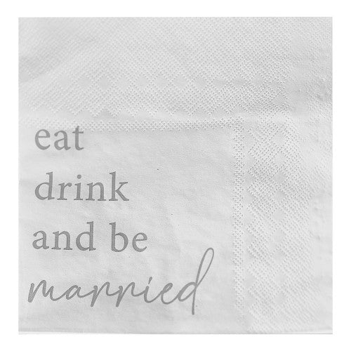 Elegant Modern Luxe Wedding Napkins, pack of 16, featuring 'Eat, Drink and Be Married' design for stylish receptions.