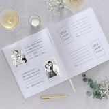 Elegant white photo album with 32 pages, designed to hold 5x8cm photos for stylish memory preservation.