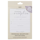 Elegant modern luxe wedding reception invitations in pack of 10, featuring chic design with matching white textured envelopes.