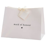 Elegant Modern Luxe Maid of Honour Gift Bag with off-white ribbon and tissue paper, perfect for bridal party appreciation.