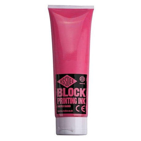 Vibrant 300ml Fluo Red block print ink, water-based, smooth flow, excellent coverage for artists and crafters.