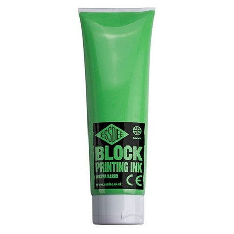 Vibrant 300ml Essdee Block Print Ink in Fluo Green, ideal for smooth coverage in block printing on various surfaces.