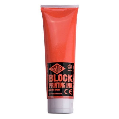 Vibrant 300ml Essdee Fluo Orange block printing ink, ideal for smooth, high-coverage creative projects.