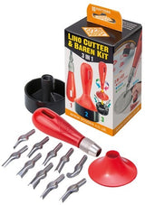 Essdee Lino Cutter & Baren Kit L10b featuring 10 precision-ground cutters and a versatile handle for printmaking and storage.