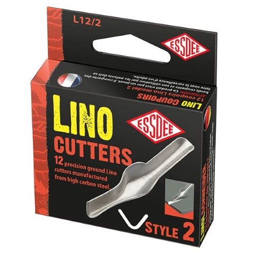 Lino Cutter No.3 with 12 high-carbon steel blades for fine lines and cross hatching in linocutting and printmaking.