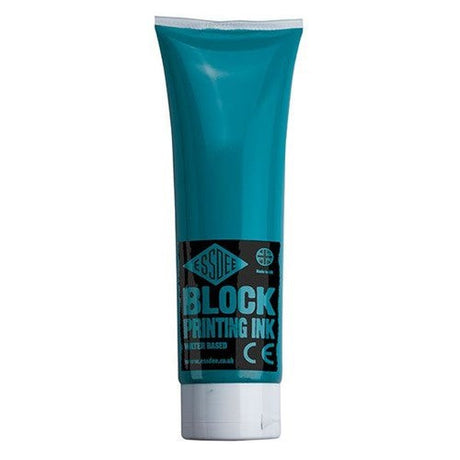 Vibrant 300ml Essdee Turquoise Block Print Ink, water-based for smooth flow and excellent coverage on various papers.