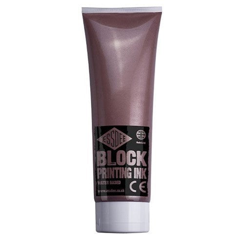 Essdee Block Print Ink 300ml Met Bronze, vibrant metallic ink for block printing, ensuring smooth flow and excellent coverage.