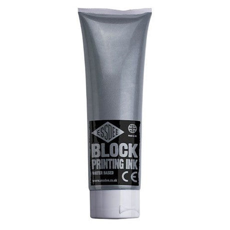 Essdee Block Print Ink 300ml in Met Silver, ideal for vibrant, non-permanent block printing on various surfaces.