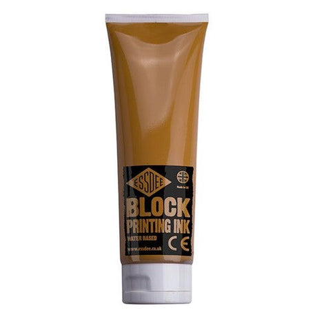 Essdee Block Print Ink in Y Ochre, 300ml, ideal for smooth coverage in block printing on various surfaces.