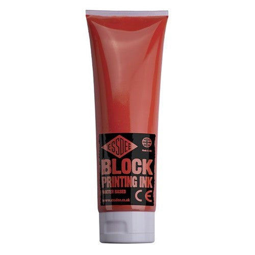 Vibrant 300ml Essdee Block Print Ink in Vermillion, ideal for smooth application and excellent coverage in block printing.