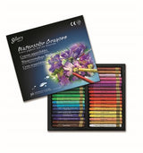 Artistic oil pastel and watercolor crayon set featuring 36 vibrant colors for versatile drawing techniques and creative expression.