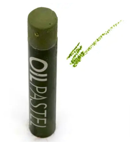 Pack of 6 Leaf Green oil pastels, offering creamy consistency and vibrant color for blending and versatile artistic techniques.