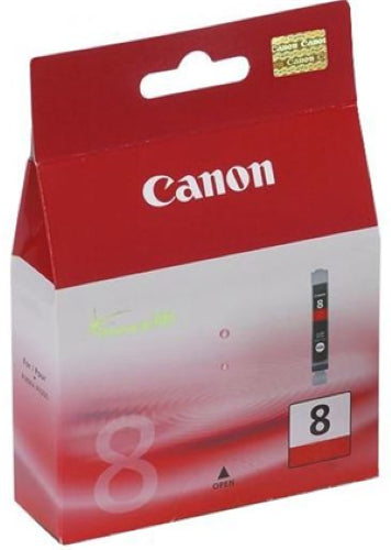 Canon CLI8R Red Ink Cartridge for vibrant prints, designed for Pro 9000 models, yields up to 370 pages with quick-drying formula.