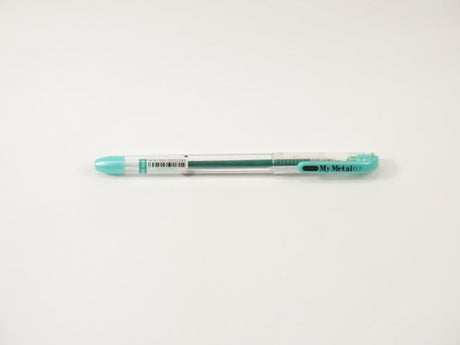 Vibrant green My Met A/Free 0.7mm gel pen, perfect for smooth writing on dark and colorful paper, safe and non-toxic.