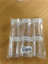 Set of 6 empty glitter shakers, 6cm tall, perfect for organizing and dispensing craft supplies like glitter and sequins.