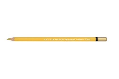 Gold Ochre Mondeluz Aquarelle Pencil showcasing hexagonal design, soft water-soluble core for vibrant, blendable watercolor effects.