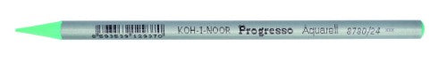 Pack of 12 Progresso Aquarelle Pea Green pencils for artists, featuring a hexagonal grip and vibrant watercolour application.