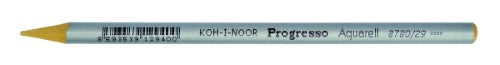 Light Ochre Progresso Aquarelle Pencils in a pack of 12, ideal for vibrant watercolor effects and comfortable grip.