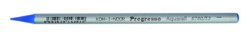 Progresso Aquarelle Pencils in Phthalo Blue pack of 12, featuring hexagonal barrels for comfort and vibrant watercolor effects.