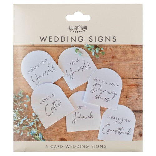 Rustic Romance Wedding Signs - Pack of 6, featuring heartfelt messages for a charming country wedding decor.