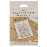 Rustic Romance Save The Date Magnets featuring charming designs, perfect for elegant wedding announcements, pack of 10.