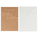 Rustic Romance Wedding Reception Invitations with sage green envelopes, perfect for vintage or bohemian weddings. Pack of 10.