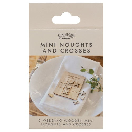 Rustic Romance Mini Noughts and Crosses set with 'Happily Ever After' engraving for charming game nights and decor.