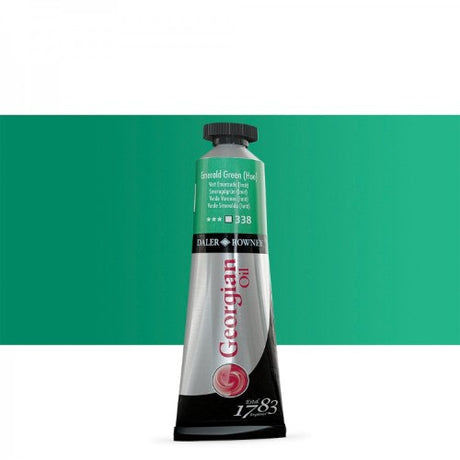 Emerald green artist oil paint in 38ml tube, featuring high-pigment load and smooth consistency for vibrant artwork.