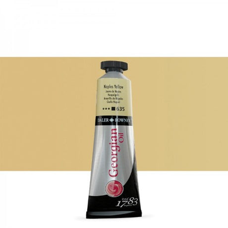 Vibrant Naples Yellow 38ml artist oil paint by Rown Georg Oils, featuring smooth consistency and high lightfastness.