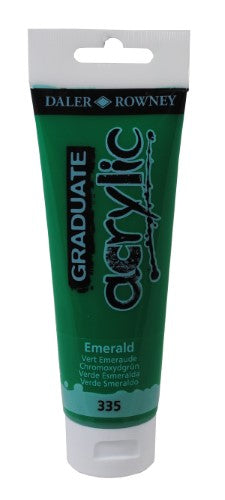 Vibrant D-R Graduate Acrylic 120ml Emerald paint, ideal for students and artists, offering smooth application and strong pigment.