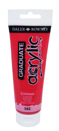 D-R Graduate Acrylic 120ml in Crimson, a vibrant, fast-drying paint ideal for students and hobbyists.