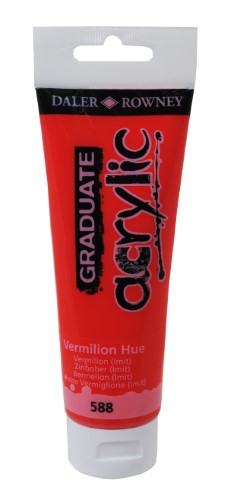 D-R Graduate Acrylic 120ml in Vermilion Hue, vibrant water-based paint for artists, perfect for canvas and versatile projects.