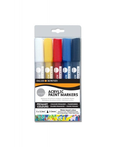 SIMPLY ACRYLIC MARKERS SET OF 5 PRIMARY