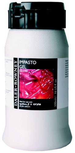 Acrylic paint impasto gel gloss in 500ml, ideal for textured and glossy finishes in various artistic projects.