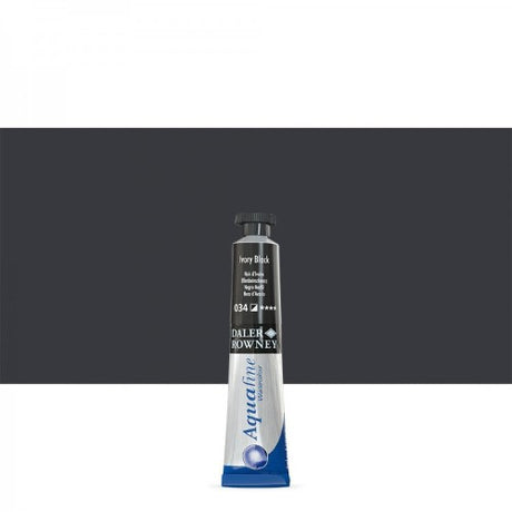 Rown 8ml Afine Ivory Black watercolour paint tube, ideal for vibrant, transparent washes and detailed artwork, made in England.