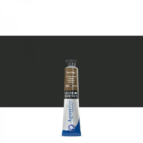 8ml tube of Daler-Rowney Aquafine Watercolour in Raw Umber, ideal for vibrant, transparent washes and detailed artwork.