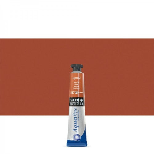 8ml tube of Daler-Rowney Aquafine Light Red watercolour paint, vibrant, transparent, ideal for washes and mixing.