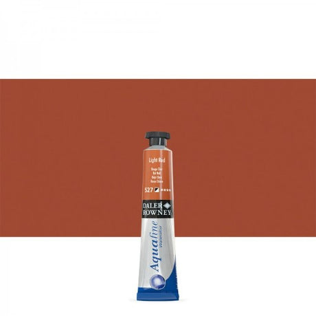 8ml tube of Daler-Rowney Aquafine Light Red watercolour paint, vibrant, transparent, ideal for washes and mixing.