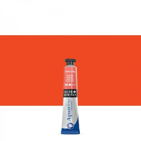 Vibrant 8ml tube of Rown Afine Vermilion Hue watercolour paint, ideal for dynamic washes and artistic details.