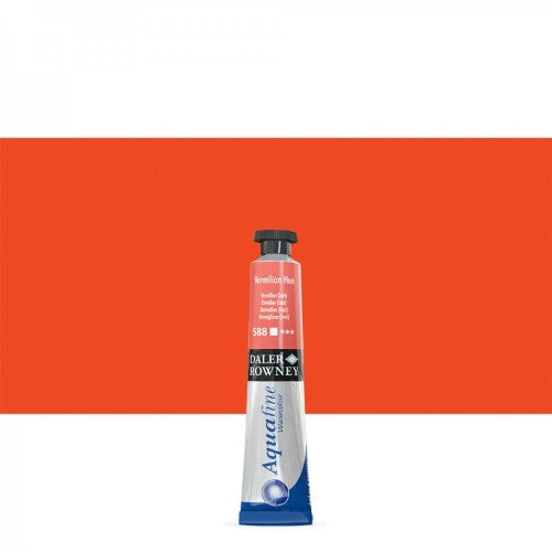 Vibrant 8ml tube of Rown Afine Vermilion Hue watercolour paint, ideal for dynamic washes and artistic details.