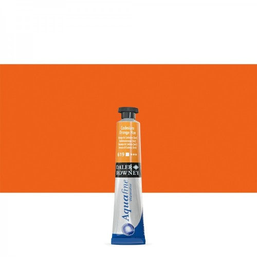 Vibrant Daler-Rowney Aquafine Cad Orange Hue watercolour in 8ml tube, perfect for blending and creating transparent washes.