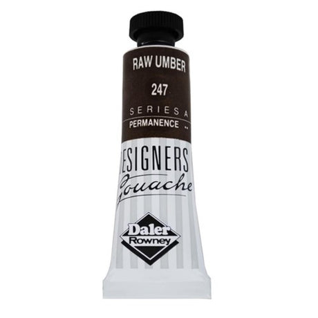 Rowney Gouache 15ml in Raw Umber: versatile, opaque paint with rich pigmentation and excellent covering power for artists.