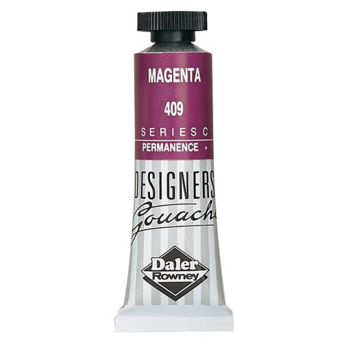 Vibrant 15ml magenta gouache paint, professional-grade, opaque finish, ideal for artists and designers.