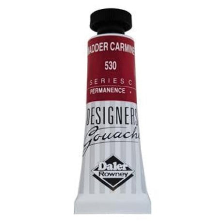 Rowney Gouache 15ml Madder Carmine: vibrant, opaque paint ideal for artists, featuring rich pigmentation and excellent coverage.